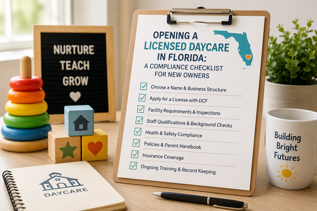 Florida daycare DCF compliance checklist for new childcare facility owners
